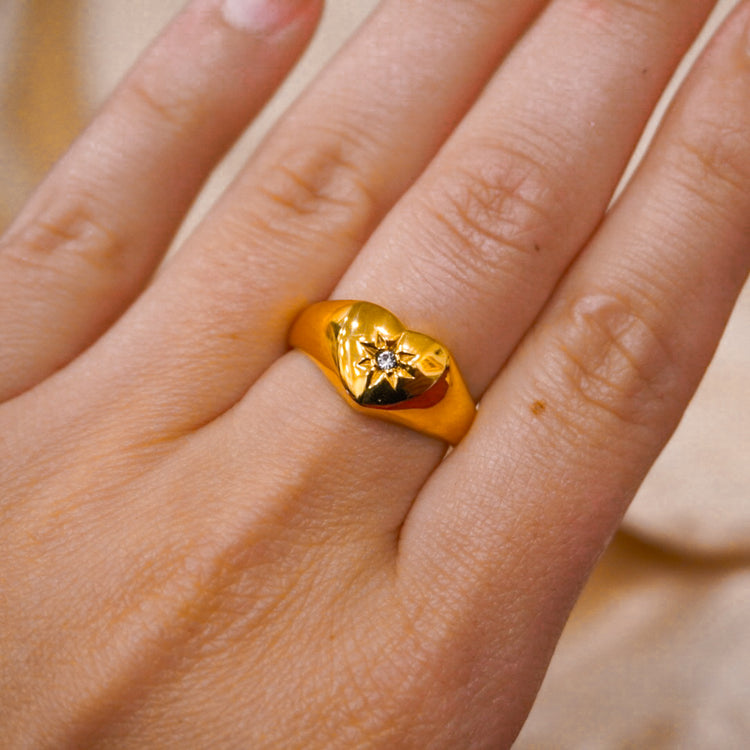 Cupid’s Heart Signet Ring